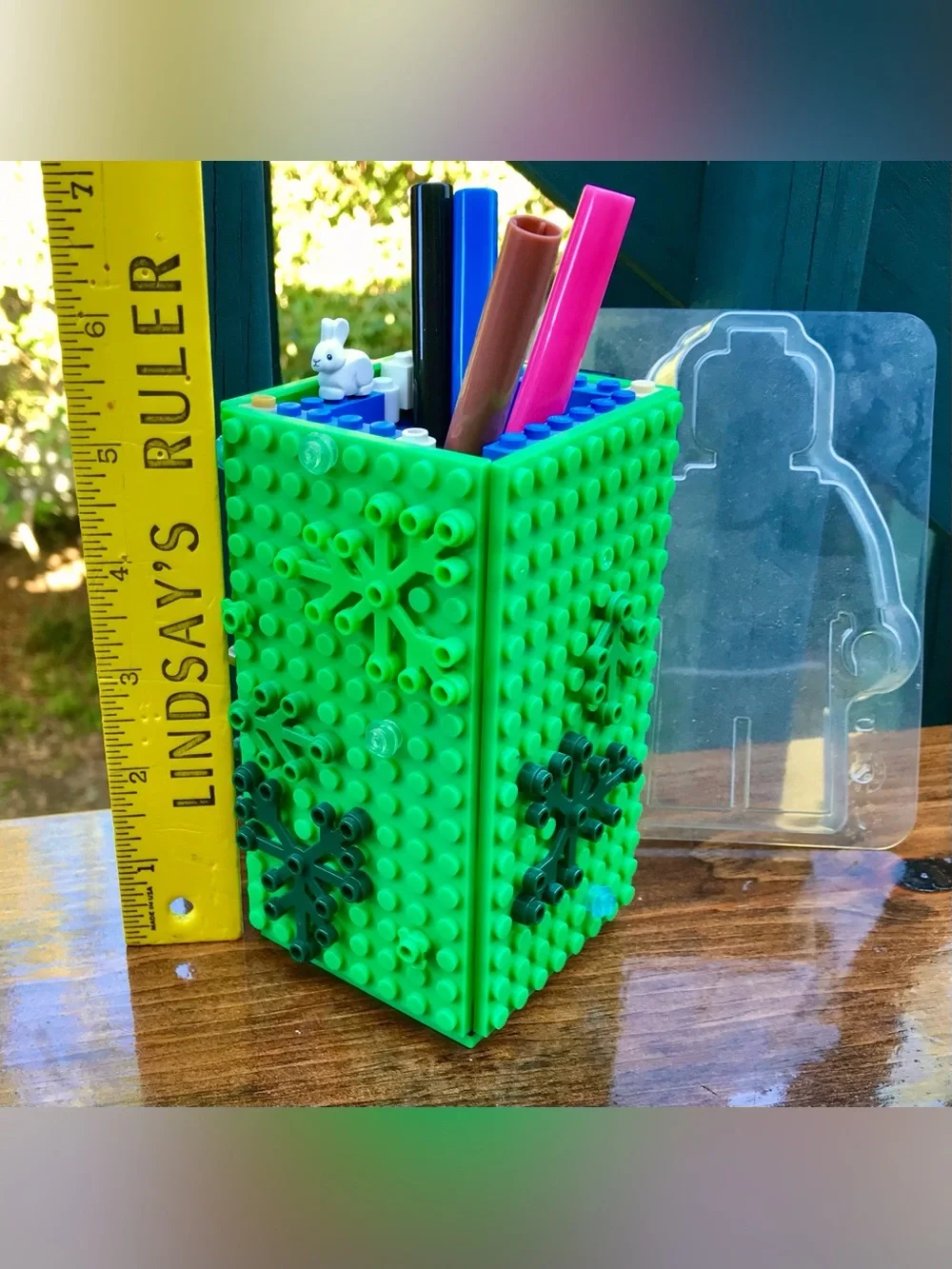 LEGO Building Blocks Lot DIY Desk Cup Pen Holder Bracelet Clear Minifigure Mold